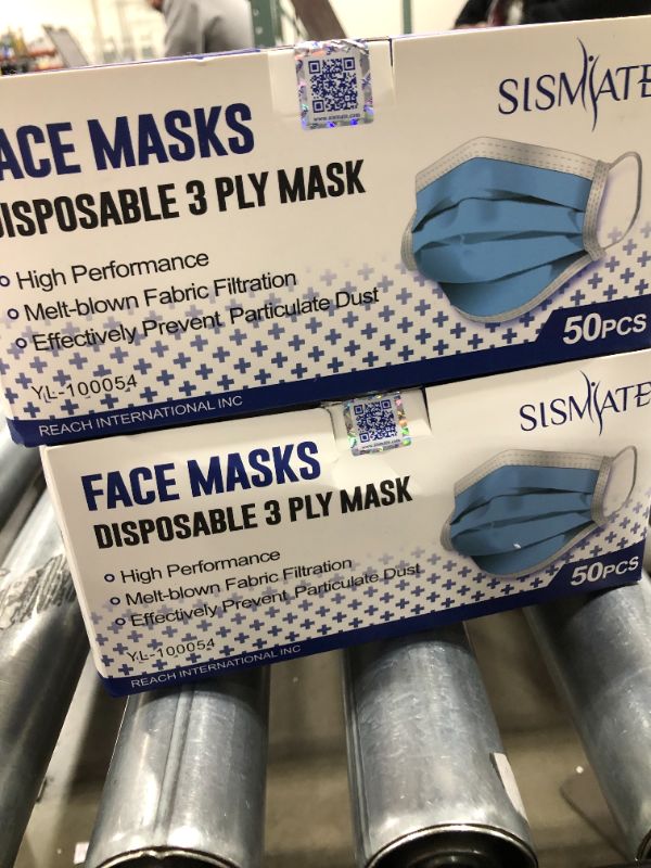 Photo 2 of 2 Pack Sismate Disposable 3 Ply Face Mask