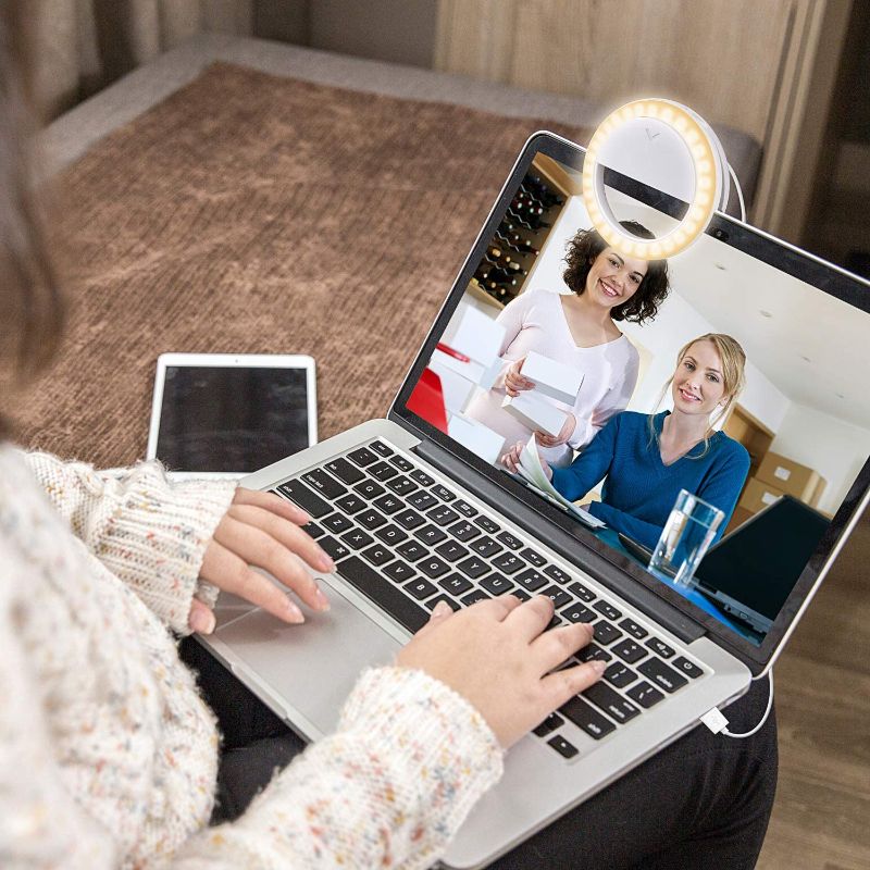 Photo 1 of Selfie Ring Light, 600mah Long Battery Life Selfie Light for Phone Rechargeable Clip on Ring Light for Laptop, Phone, Selfie, Makeup and Video Conference
