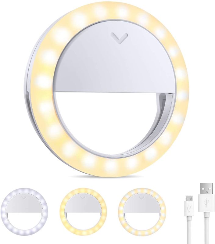 Photo 1 of Selfie Ring Light, 600mah Long Battery Life Selfie Light for Phone Rechargeable Clip on Ring Light for Laptop, Phone, Selfie, Makeup and Video Conference
