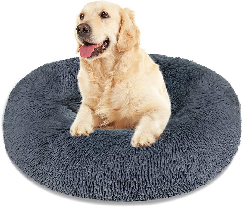 Photo 1 of Calming Dog Bed Cat Bed, Washable Round Dog Bed - 23/30/36 inches Anti-Slip Faux Fur Donut Cuddler Cat Bed for Small Medium Large Dogs