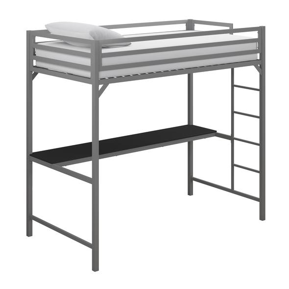 Photo 1 of DHP Miles Metal Full Loft Bed with Desk, White
