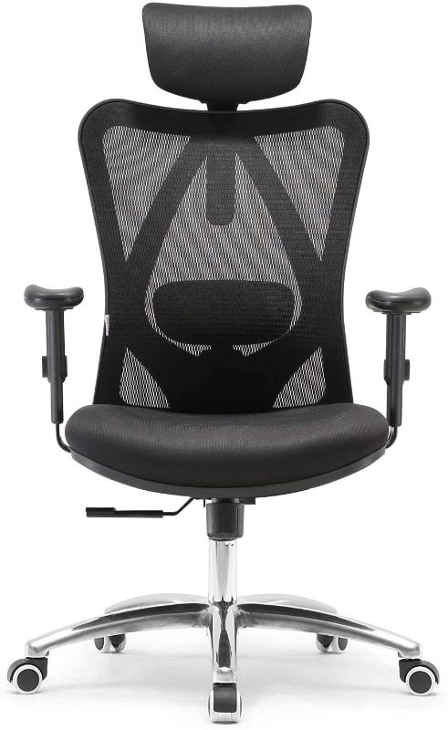 Photo 1 of SIHOO Office Chair Ergonomic Office Chair, Breathable Mesh Design High Back Desk Chair with Adjustable Headrest and Lumbar Support (Black)
