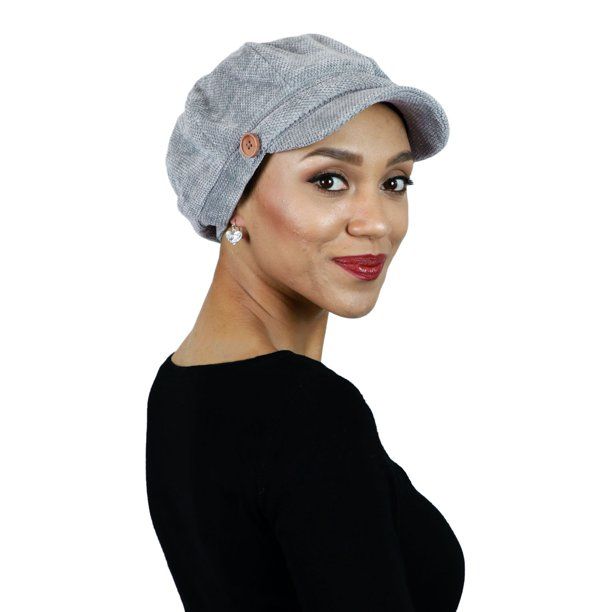 Photo 1 of Dublin Newsboy Cap for Women Cancer Headwear Chemo Hat Cabbie Ladies Head Coverings Tweed Chenille Grey
