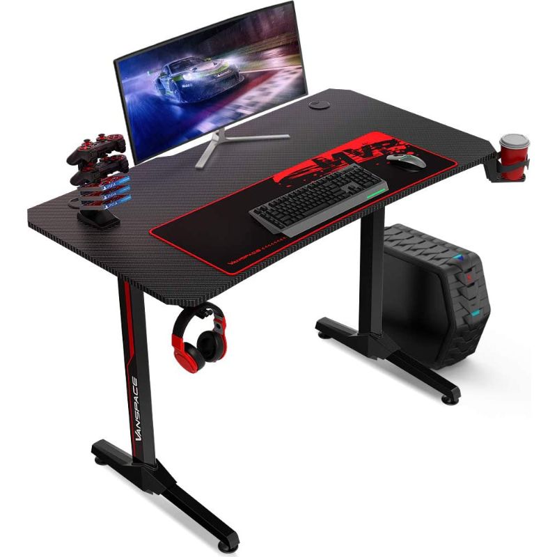 Photo 1 of Vanspace 44/47 Inch Ergonomic Gaming Computer Desk Office Desk with Gaming Mouse Pad, T/Z-Shaped Gaming Table Ergonomic E-Sport Style Gamer Desk for PC Office Desk
q