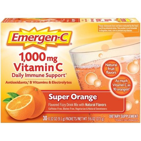 Photo 1 of 3pk | Emergen-C Vitamin C Fizzy Drink Mix Super Orange - 1000 mg - 30 Packets

