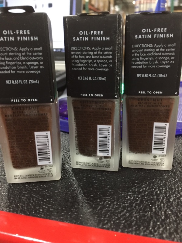 Photo 3 of 3pk | e.l.f. Flawless Finish Foundation, Lightweight & Medium Coverage, Semi-Matte Finish, Chestnut, 0.68 Fl Oz (20mL)
