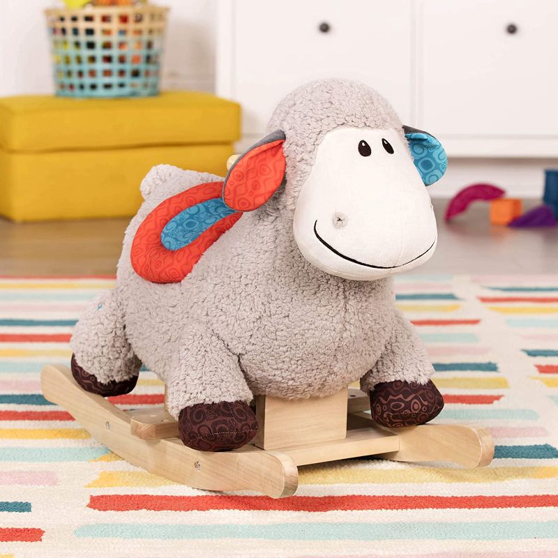 Photo 1 of B. Toys – Loopsy Wooden Rocking Sheep – Rodeo Rocker – Plush Ride On Sheep Rocking Horse for Toddlers & Babies 18M+, Multicolor
