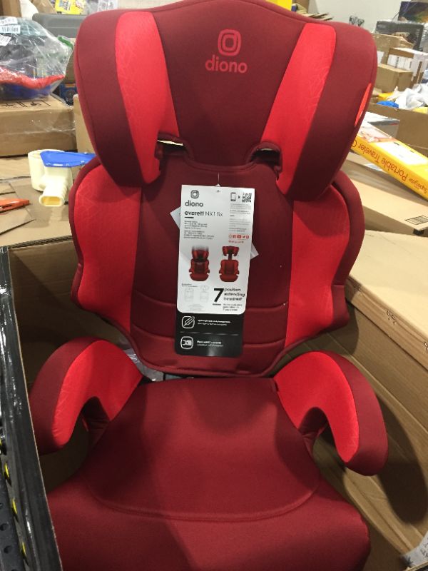 Photo 2 of Diono Everett NXT High Back Booster Car Seat with Rigid Latch, Lightweight Slim Fit Design, 8 Years 1 Booster Seat, Red
