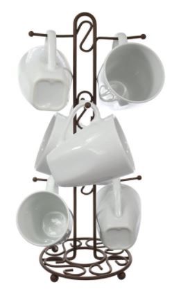 Photo 1 of Blue Donuts Bronze Farmhouse Coffee Mug Rack, Holds 6 Mugs
