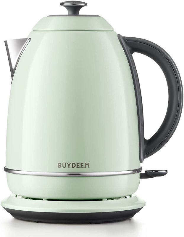 Photo 1 of BUYDEEM K640 Stainless Steel Electric Tea Kettle with Auto Shut-Off and Boil Dry Protection, 1.7 Liter Cordless Hot Water Boiler with Swivel Base, 1440W, (Cozy Greenish)
