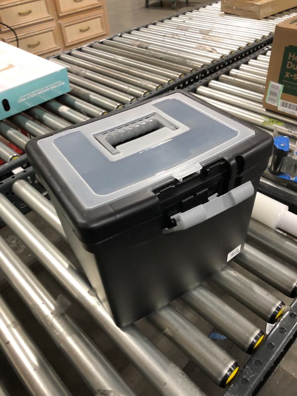 Photo 2 of Storex Portable File Box with Large Organizer Lid, 13 1/4 x 10 7/8 x 11, Black
