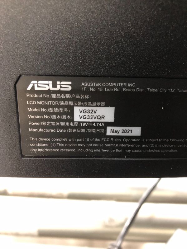 Photo 3 of ASUS TUF Gaming 32" 1440P HDR Curved Monitor (VG32VQ) - QHD (2560 x 1440), 144Hz, 1ms, Extreme Low Motion Blur, Speaker, Adaptive-Sync, FreeSync Premium, VESA Mountable, DisplayPort, HDMI
