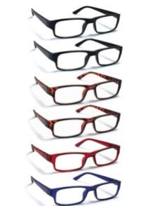 Photo 1 of 6 Pack Reading Glasses by BOOST EYEWEAR, Traditional Frames in Black, Tortoise Shell, Blue and Red, for Men and Women, with Comfort Spring Loaded Hinges, Assorted Colors, 6 Pairs
