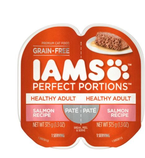 Photo 1 of 12 IAMS PERFECT PORTIONS Healthy Adult Grain Free Wet Cat Food Paté, Salmon Recipe, 2.6 oz. Easy Peel Twin-Pack Tray
