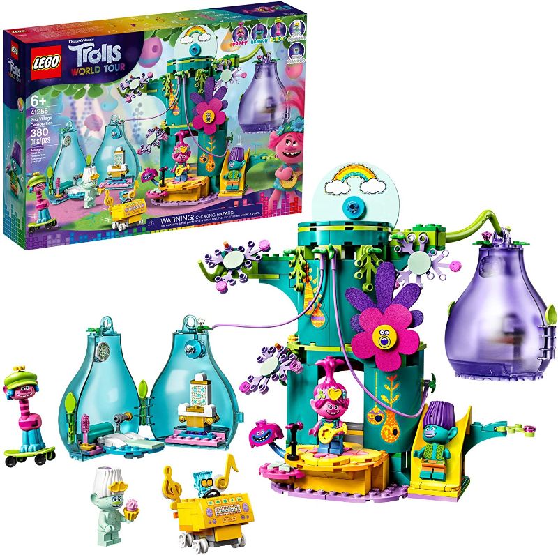 Photo 1 of LEGO Trolls World Tour Pop Village Celebration 41255 Trolls Tree House Building Kit for Kids (380 Pieces)
