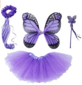 Photo 1 of Girls Fairy Costume Set with Butterfly Wings Tutu Wand and Halo Headband
