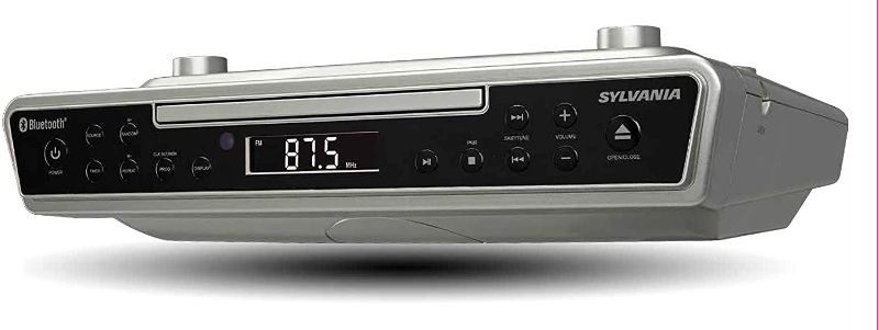 Photo 1 of SYLVANIA SKCR2713 Under Counter CD Player with Clock Radio and Bluetooth, Silver
