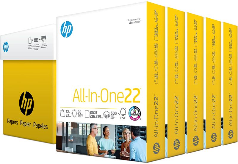 Photo 1 of HP Printer Paper | 8.5x 11 Paper | All-In-One 22 lb | 5 Ream Case - 2,500 Sheets | 96 Bright| Made in USA - FSC Certified | 207000C
