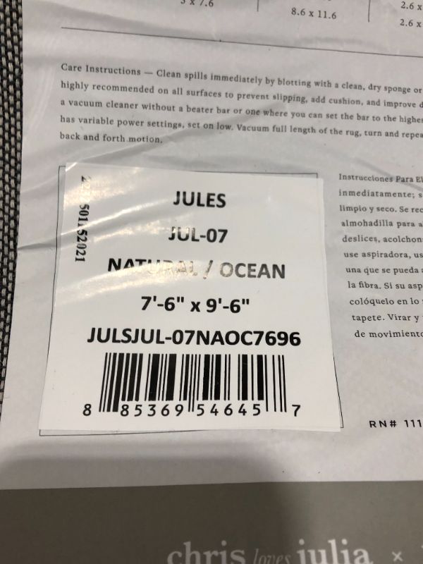 Photo 3 of Chris Loves Julia x Loloi Jules JUL-07 Natural / Ocean Oriental Area Rug 7'-6" x 9'-6"
