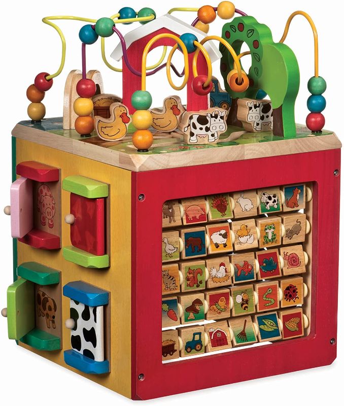 Photo 1 of Battat – Wooden Activity Cube – Discover Farm Animals Activity Center for Kids 1 year +
