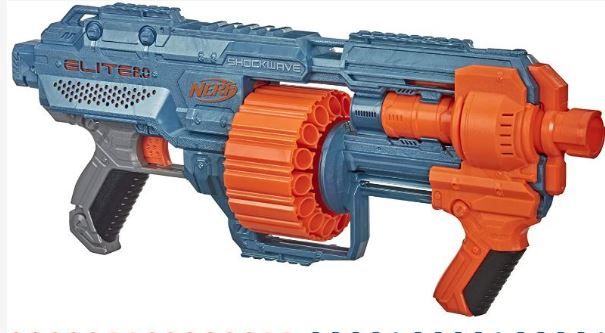 Photo 1 of NERF Elite 2.0 Shockwave RD-15 Blaster, 30 Darts, 15-Dart Rotating Drum, Pump-Action, Built-in Customizing Capabilities
