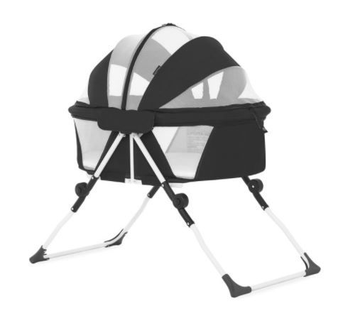 Photo 1 of Dream On Me Karley Plus Portable Quick Fold Bassinet with Removable Canopy in Black
