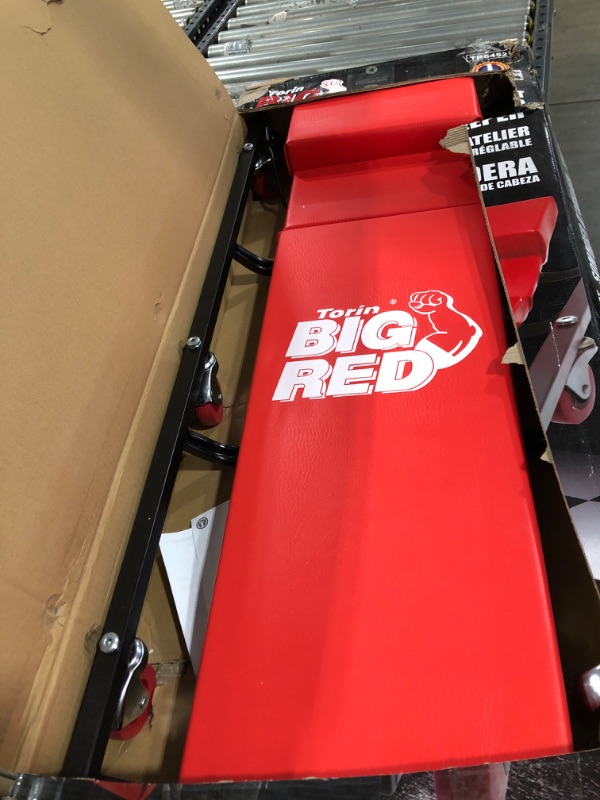 Photo 2 of BIG RED TR6452 Torin Rolling Garage/Shop Creeper: 40" Padded Mechanic Cart with Adjustable Headrest and 6 Casters, Red
