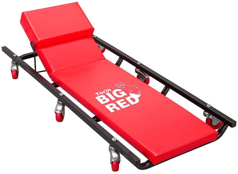 Photo 1 of BIG RED TR6452 Torin Rolling Garage/Shop Creeper: 40" Padded Mechanic Cart with Adjustable Headrest and 6 Casters, Red
