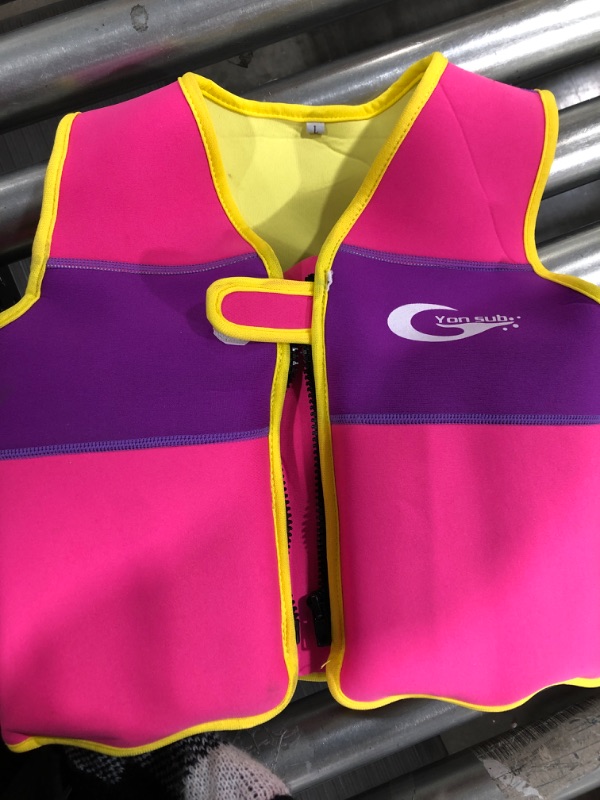 Photo 1 of yon sub toddlers life jacket size large colors pink yellow purple