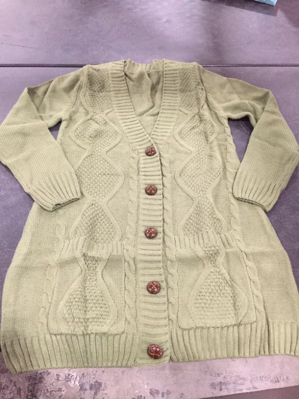 Photo 3 of Womens Sweater Cardigan Open Front Coat Cable Knit Buttons Pocket Outwear-- Size Medium