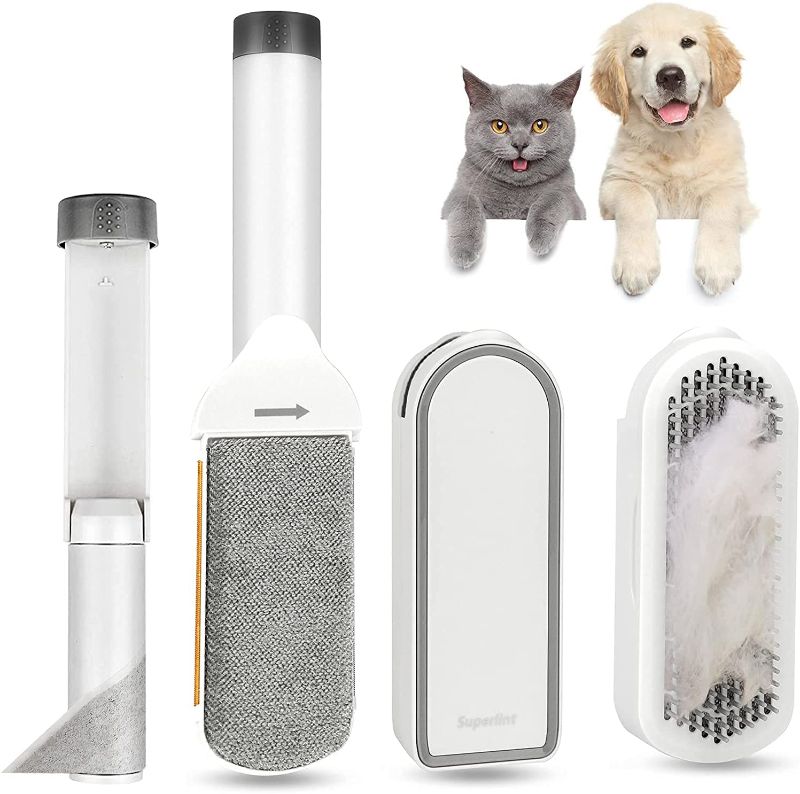 Photo 1 of 4 in 1 Pet Hair Remover, Reusable Double-Sided Dog and Cat Hair Brush, Pet Hair Lint Roller, Travel Lint Brush Removes for Clothing, Used for Bedding, Sofa, Carpet, Clothes