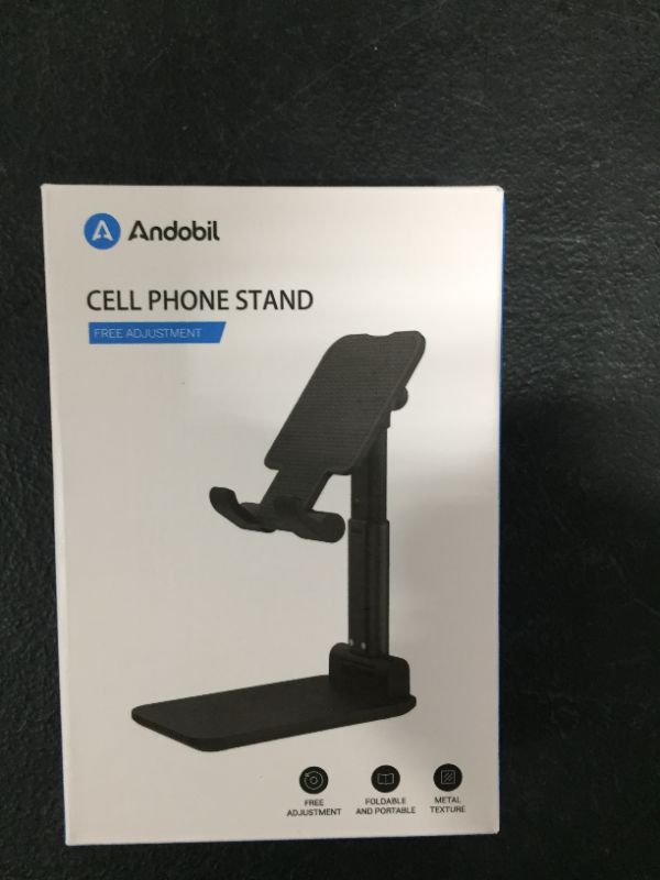 Photo 2 of  andobil Cell Phone Stand for Desk [Full Foldable & Adjustable] Compatible with iPhone 13 12 Pro Max 11 XR X SE XS Plus 6 6s 7 Samsung Galaxy S21 S20 Note 20 etc Mobile Phone Stand Holder