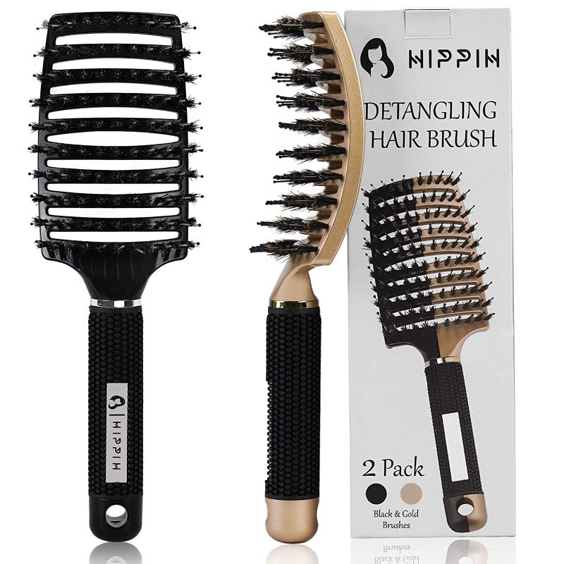 Photo 1 of oar Hair Brushes 2 Pack, Suitable for Men, Women & Kids’ Long Curly Wet or Dry Hair, HIPPIH Hairbrush for Thick Hair Can Adds Shine and Makes Hair Smooth