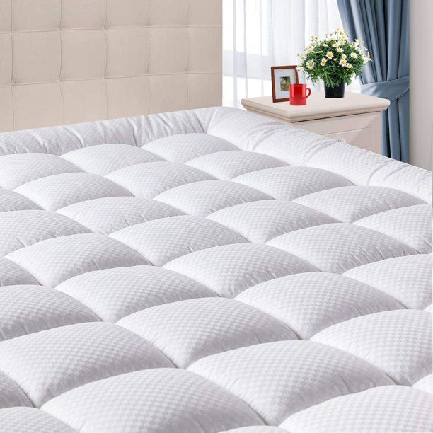 Photo 1 of DOMICARE  Mattress Pad Cover with Deep Pocket (8-21Inch), Cooling Mattress Topper Cotton Pillow Top, Down Alternative Fill 