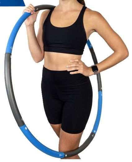 Photo 1 of  8 Section Detachable Hoola Hoops, 2lb Weighted Hoola Hoop for Exercise - Portable Smooth & Soft Padding Weighted Hula Hoop (Blue, 2 LB)