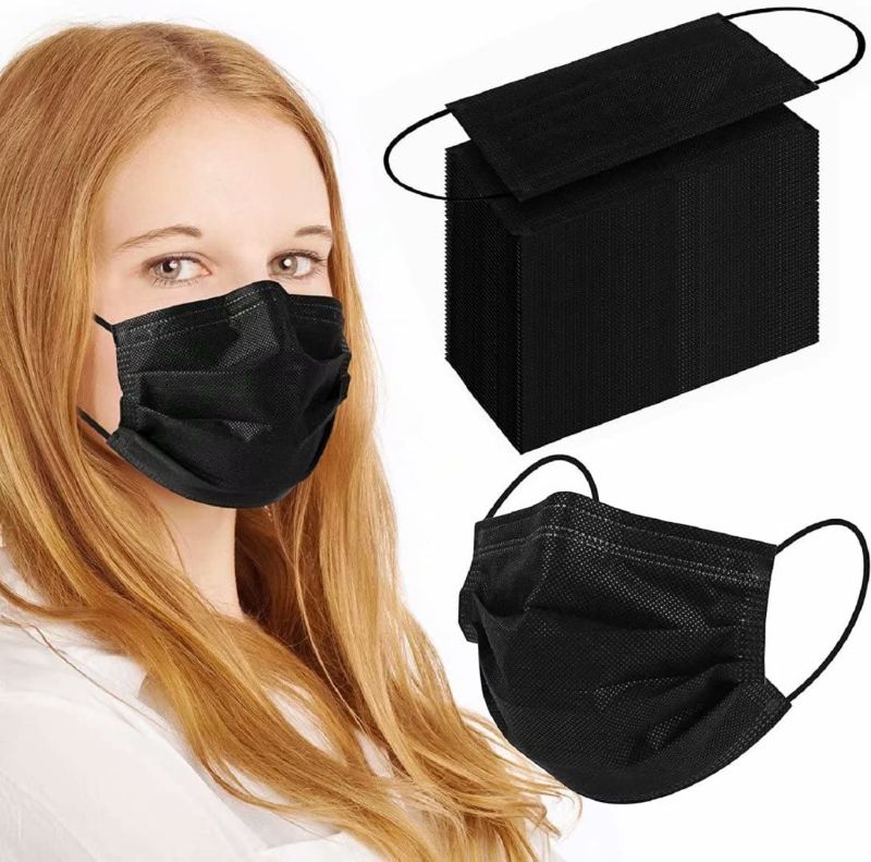 Photo 1 of 200Pcs Black Disposable Face Mask, 3 Ply Black Face Masks with Soft Elastic Ear Loops
Color:Black