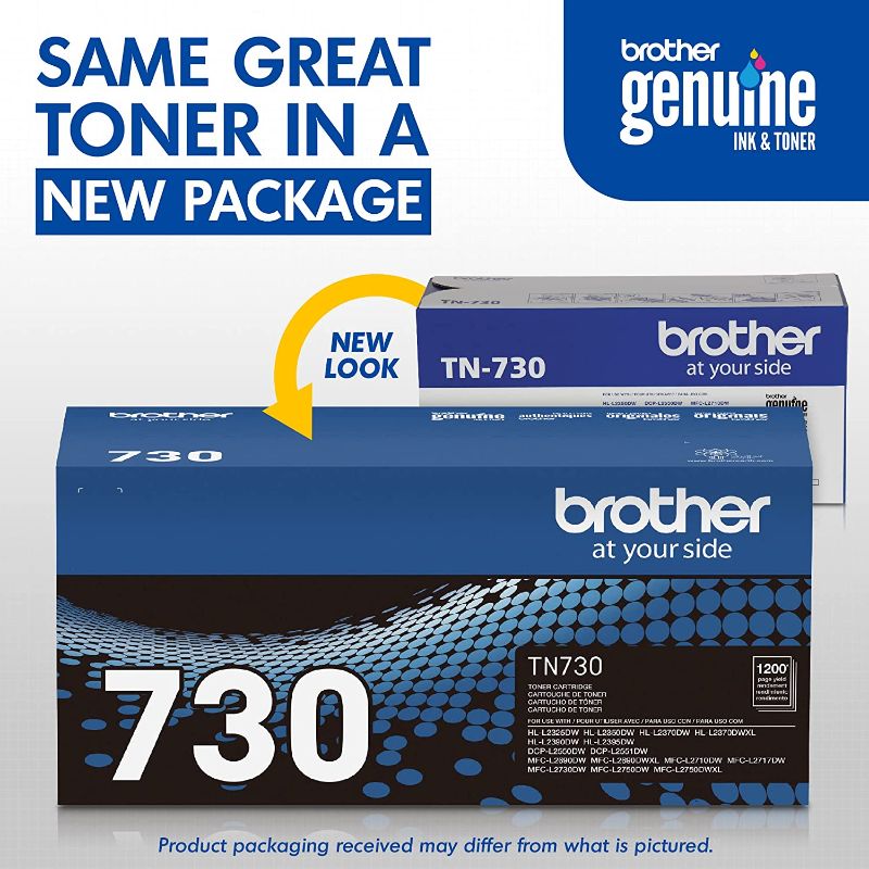 Photo 1 of Brother Genuine Standard Yield Toner Cartridge, TN730, Replacement Black Toner, Page Yield Up To 1,200 Pages, Amazon Dash Replenishment Cartridge