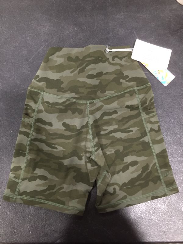 Photo 1 of WOMENS HIGH WAISTED   BIKER SHORTS WITH POCKETS 6" INSEAM WORKOUT SIZE XS ARMY GREEN 