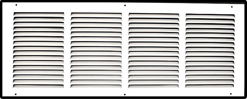 Photo 1 of 24" X 10" Steel Return Air Grille | HVAC Vent Cover Grill for Sidewall and Ceiling, White | Outer Dimensions: 25.75"W X 11.75"H for 24x10 Duct Opening
