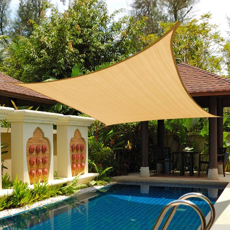 Photo 1 of Artpuch 12' x 12' Sun Shade Sails Square Canopy, Sand UV Block Cover for Outdoor Patio Garden Yard
