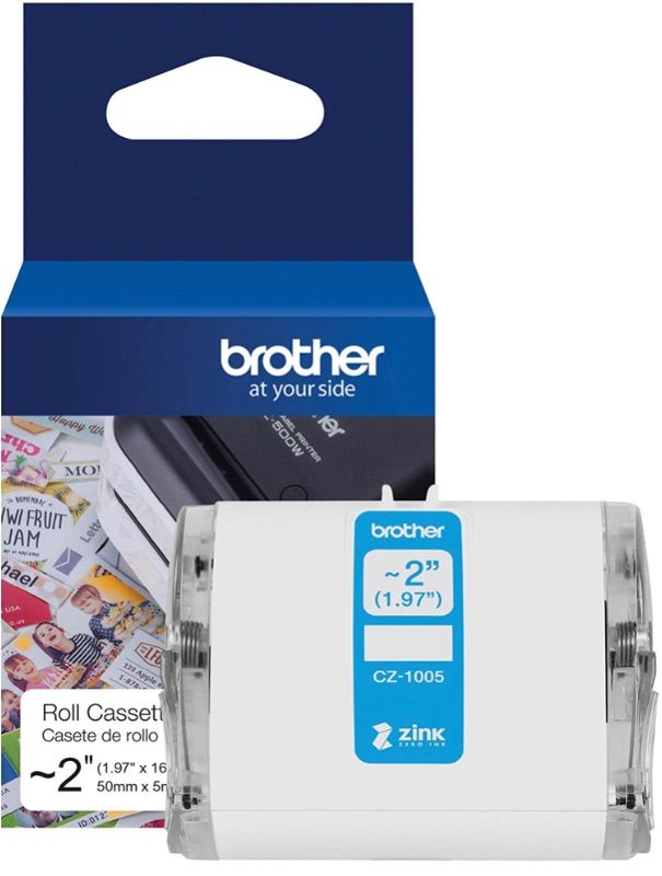 Photo 1 of BROTHER GENUINE CZ-1005 CONTINUOUS LENGTH ~ 2 (1.97”) 50 MM WIDE X 16.4 FT. (5 M) LONG LABEL ROLL FEATURING ZINK ZERO INK TECHNOLOGY