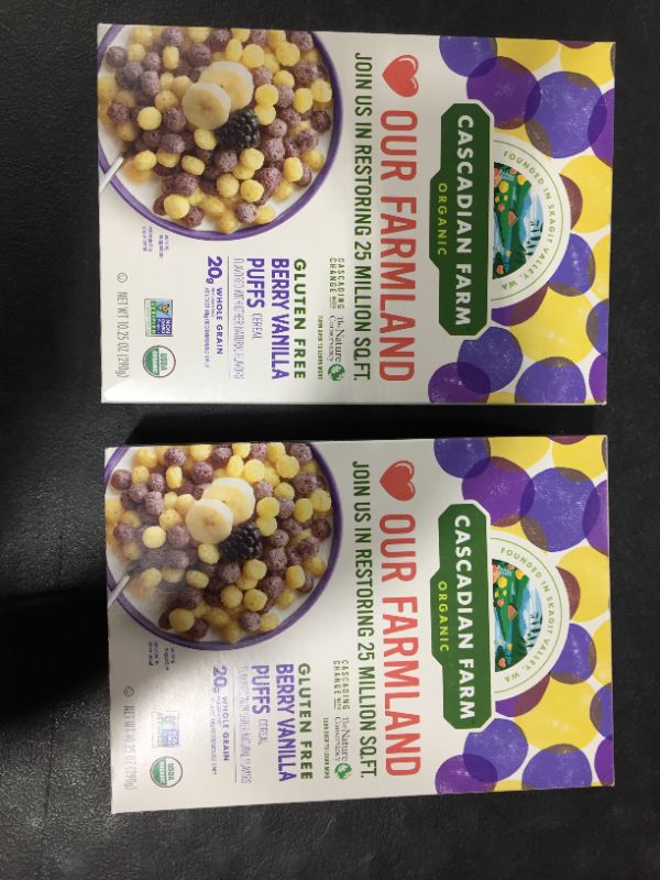 Photo 2 of Cascadian Farm Organic Berry Vanilla Puffs Cereal, Gluten Free, 10.25 oz 2 Pack