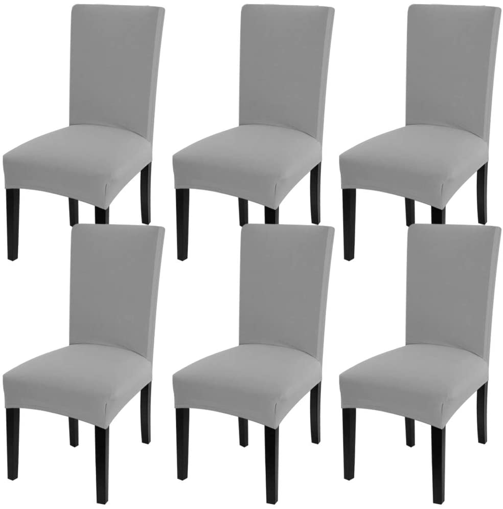 Photo 1 of 6 Pack Super Fit Stretch Removable Washable Short Dining Chair Protector Cover Seat Slipcover for Hotel,Dining Room,Ceremony,Banquet Wedding Party