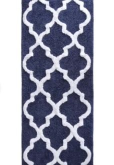 Photo 1 of Freida Long Trellis Rectangular 100% Cotton Non-Slip Geometric Bath Rug