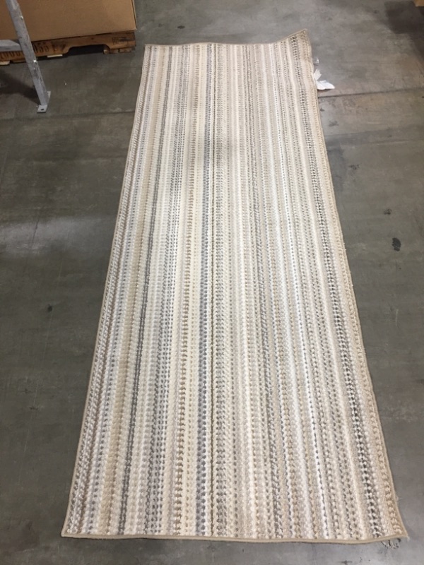 Photo 1 of  Natural Stripe Gray/ Beige Runner Rug L 8 X H 3 X W 8 