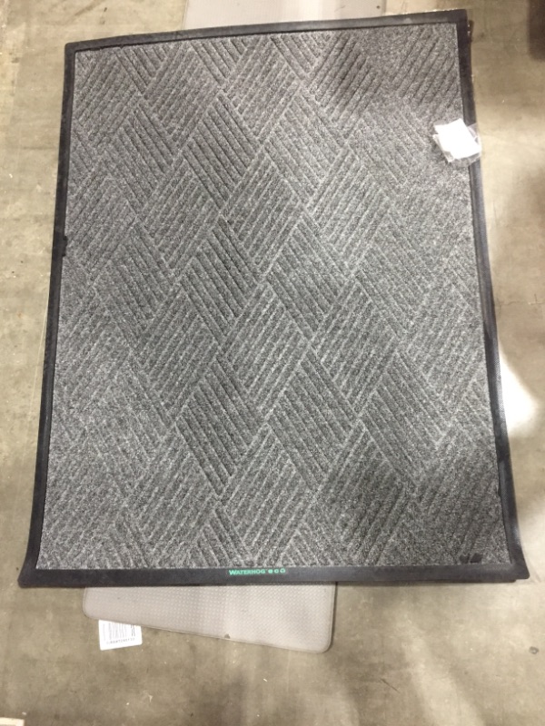 Photo 2 of WaterHog Diamond | Commercial-Grade Entrance Mat with Rubber Border – Indoor/Outdoor, Quick Drying, Stain Resistant Door Mat (Charcoal, 3' x 8')