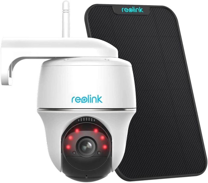 Photo 1 of Security Camera Wireless Outdoor, Solar Powered WiFi System, Pan Tilt, 2K Night Vision, 2-Way Talk, Works with Alexa/ Google Assistant/ Cloud for Video Surveillance, REOLINK Argus PT w/ Solar Panel
