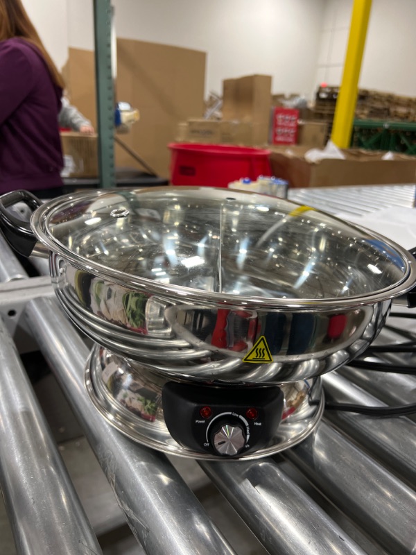 Photo 2 of 5-Qt Stainless Steel Electric Shabu Hot Pot with Lid