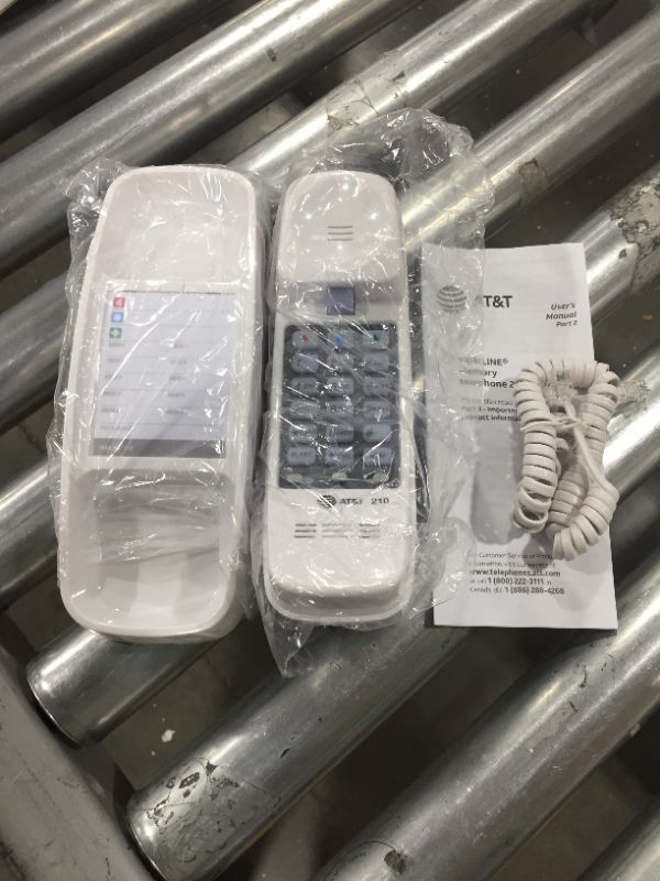 Photo 2 of AT&T 210 Corded Trimline Phone with Speed Dial and Memory Buttons, White
