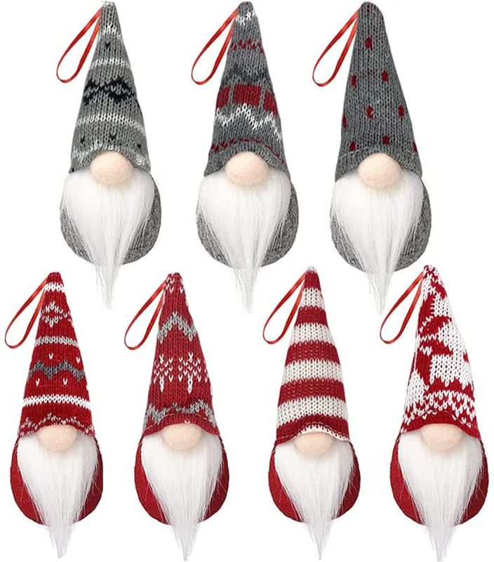 Photo 1 of BEKVÄMT Gnomes Christmas Tree Ornaments Set of 7, Swedish Handmade Plush Gnomes Santa Elf Table Ornaments, Hanging Christmas Tree Decorations Home Decor
